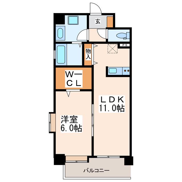 GLAD塩屋町(1LDK/3階)の間取り写真