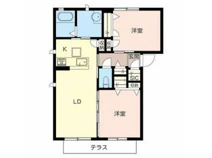 マ シャンブル(2LDK/1階)の間取り写真