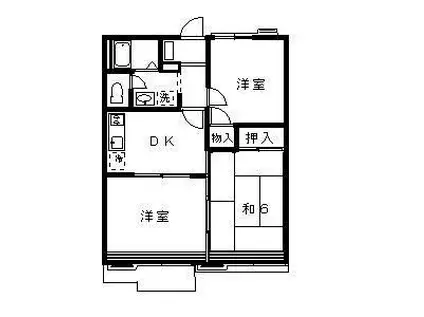 カーサソルジアーテ D棟(3DK/2階)の間取り写真