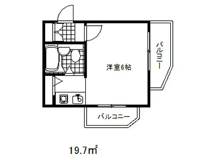 ペイサージュサンコー(1K/1階)の間取り写真