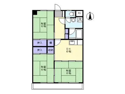 メゾンスカイアベニュー(3DK/4階)の間取り写真