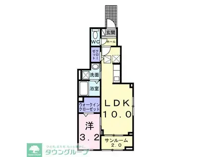 ヴィラージュ狭山祇園A(1LDK/1階)の間取り写真