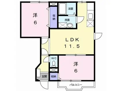 グラン エストI(2LDK/1階)の間取り写真