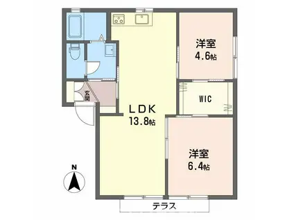 カサベルデB(2LDK/1階)の間取り写真