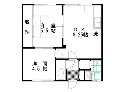 菊マンション(2DK/1階)の間取り写真