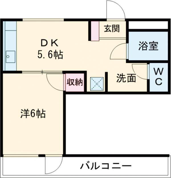 ピットインR一番館(1DK/5階)の間取り写真