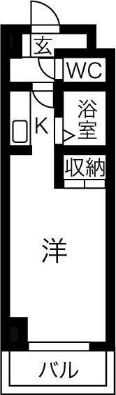 ビバリーヒルズ(1K/3階)の間取り写真