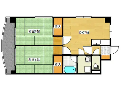 コーポ米沢(2DK/1階)の間取り写真