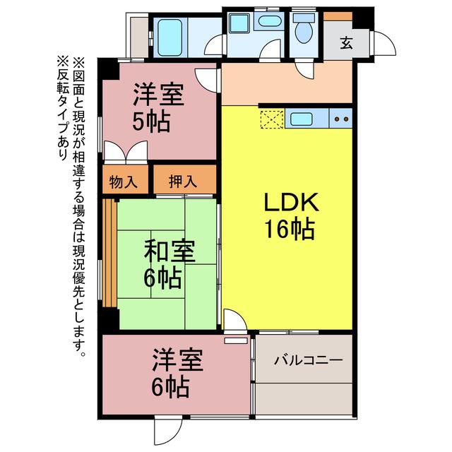 ウエスト-1(3LDK/2階)の間取り写真