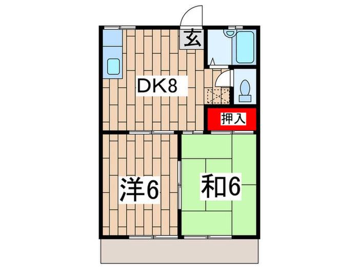 秋谷グリーンヴィラB(2DK/1階)の間取り写真