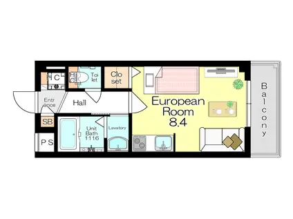 パークサイド塚口(ワンルーム/2階)の間取り写真