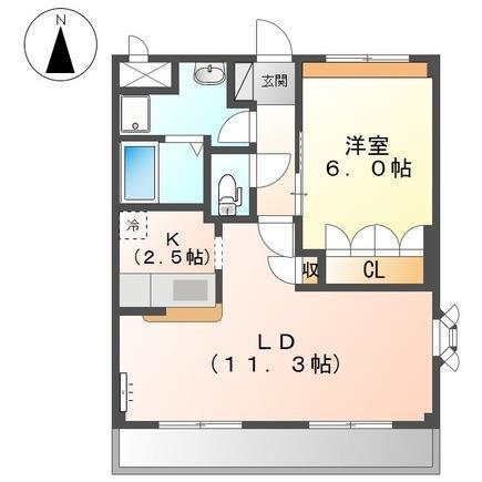 ボンヌ・シャンス(1LDK/2階)の間取り写真
