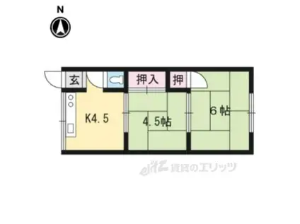 コーポ西ノ京(2K/3階)の間取り写真