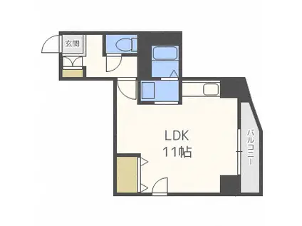 グランヴィレッジ本郷通I(ワンルーム/9階)の間取り写真