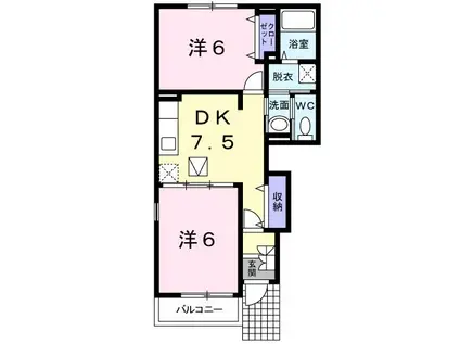 セレノA(2DK/1階)の間取り写真