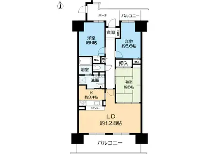 サンディ・パークス III番館(3LDK/16階)の間取り写真