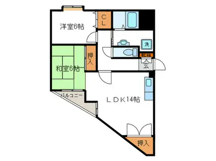 カサベルデ(2LDK/3階)の間取り写真