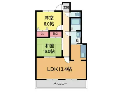グランツ岡本(2LDK/2階)の間取り写真