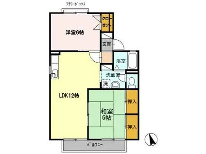 タウンハウス愛野公園 D(2LDK/2階)の間取り写真