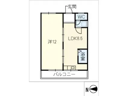 ユアハウス(1LDK/2階)の間取り写真
