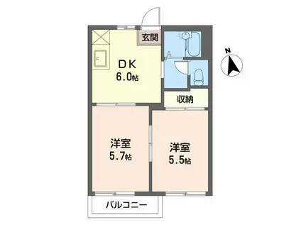アネックス平津A棟(2DK/1階)の間取り写真
