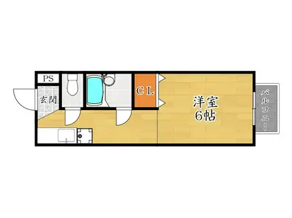 エスポワールU1(1K/2階)の間取り写真