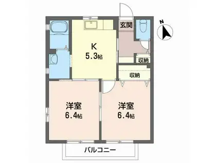 フレア中野II(2K/1階)の間取り写真