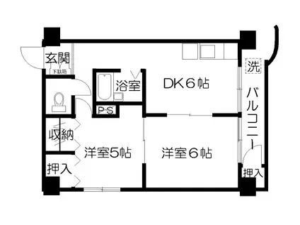 三興グリーンハイツ(2DK/7階)の間取り写真
