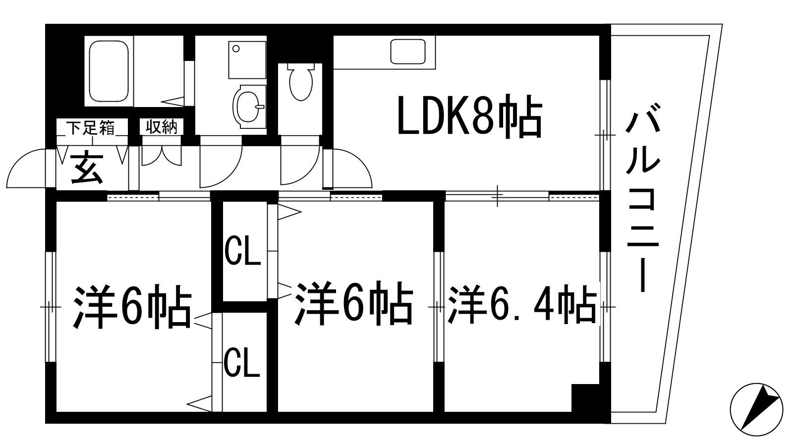 ラパース(3LDK/3階)の間取り写真