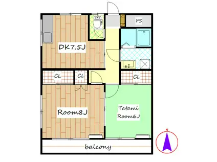 ビューハイツNO10(2DK/2階)の間取り写真