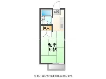 パークハイツユタカ(ワンルーム/2階)の間取り写真