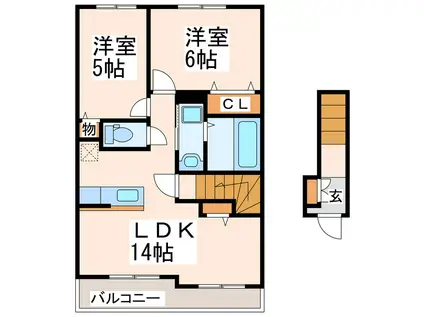 カーサグランデ(2LDK/2階)の間取り写真
