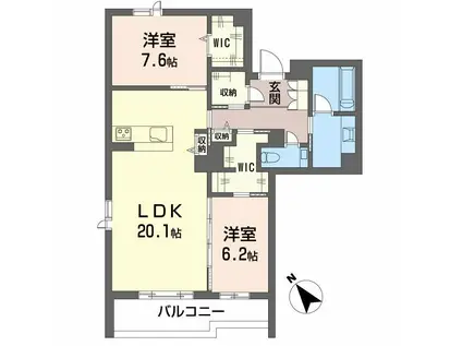 グランゲート滝川(2LDK/4階)の間取り写真