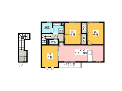 JR東海道本線 天竜川駅 徒歩29分 2階建 築10年(3LDK/2階)の間取り写真