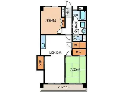 山文ハイツ(2LDK/4階)の間取り写真