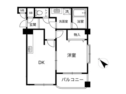 ベルシャンテ西明石II(1DK/3階)の間取り写真