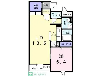 メゾン ソレイユII(1LDK/1階)の間取り写真