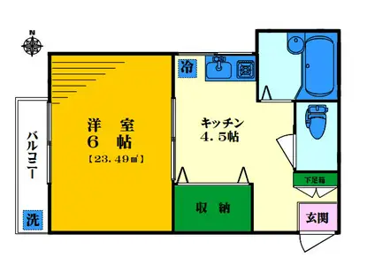 グランメール上落合(1K/2階)の間取り写真