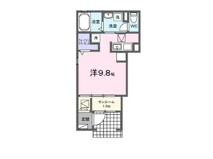 サン レジデンス(ワンルーム/1階)の間取り写真