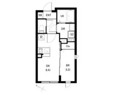 コンポジット品川戸越(1DK/1階)の間取り写真