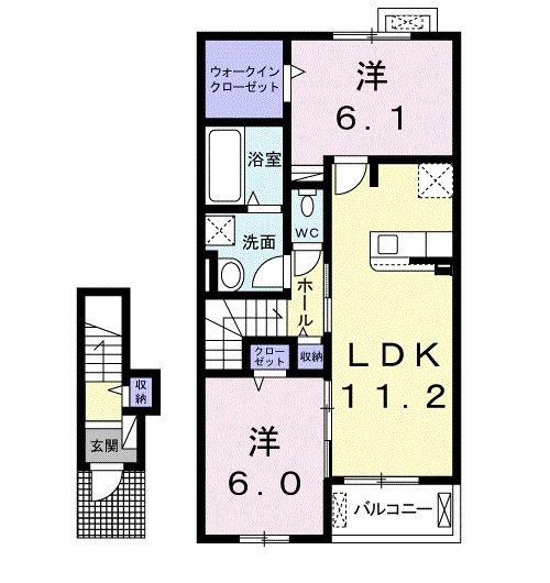 ブロッサム ヒルズ(2LDK/2階)の間取り写真