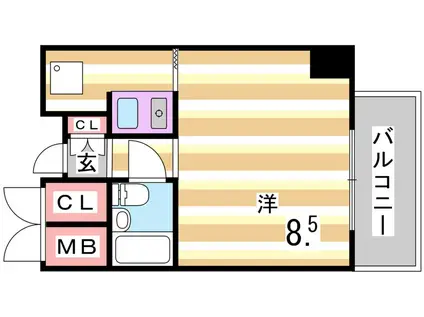 ライオンズマンション神戸西元町(1K/4階)の間取り写真