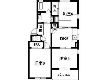 クレール歌里(3DK/1階)の間取り写真