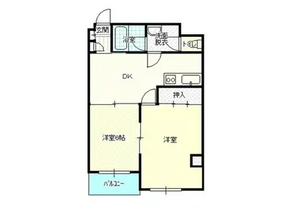 ガーデンパレス(2DK/2階)の間取り写真