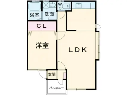 ブレース直江A棟(1LDK/2階)の間取り写真