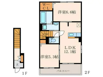 ピュアタウン小倉(2LDK/2階)の間取り写真