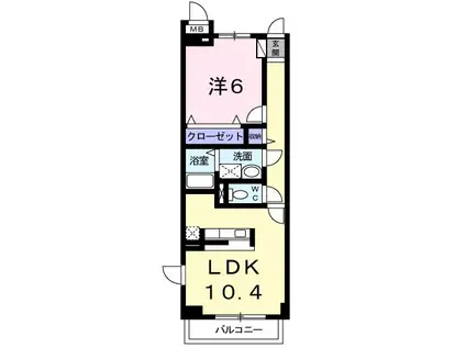 クイーンズコートF(1LDK/2階)の間取り写真