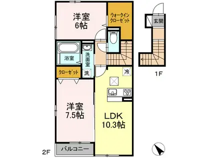 セレナオモダカ(2LDK/2階)の間取り写真