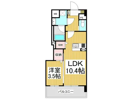 コンフォーティア広丘野村II(1LDK/1階)の間取り写真