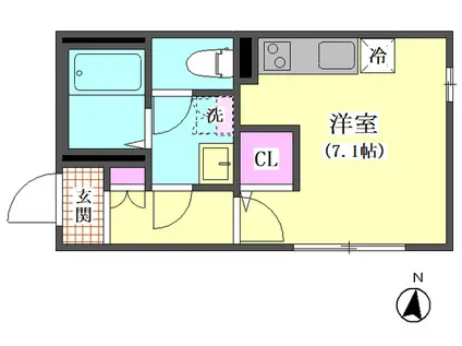 コラソンカーサ(ワンルーム/1階)の間取り写真